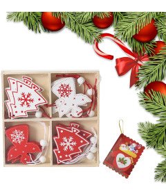 Ozdoby Świąteczne Drewniane Wisiorki Choinkowe 12 szt Boże Narodzenie