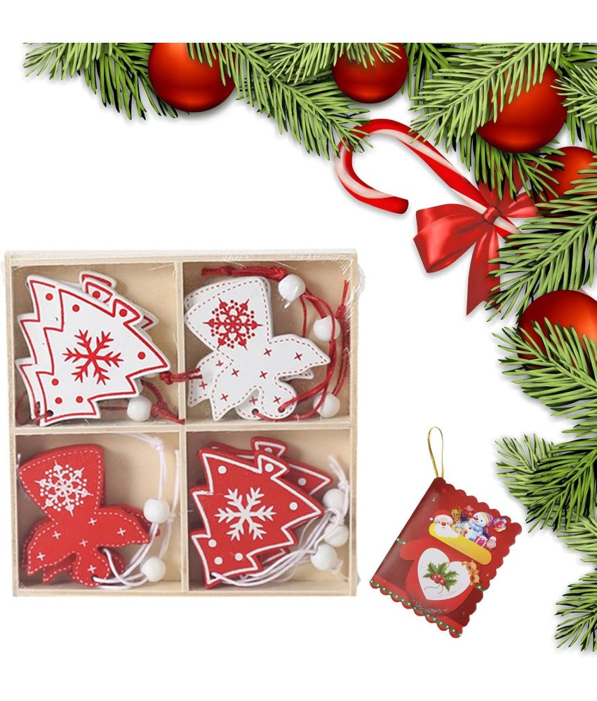 Ozdoby Świąteczne Drewniane Wisiorki Choinkowe 12 szt Boże Narodzenie