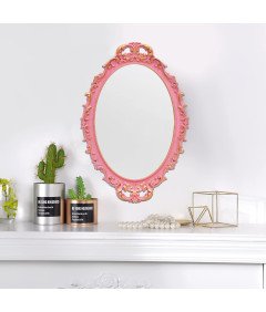 Różowe Lustro Owalne w Ramie 2 Sztuki Styl Vintage 24,5 x 36 cm