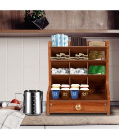 Večnamenski leseni organizator za pisalno mizo s predalom 20x15x25 cm