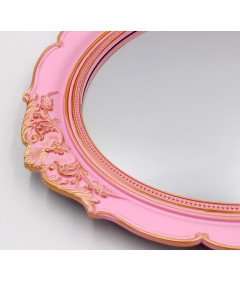 Komplet 2 dekorativnih vintage roza stenskih ogledal 37,6 x 33,3 cm