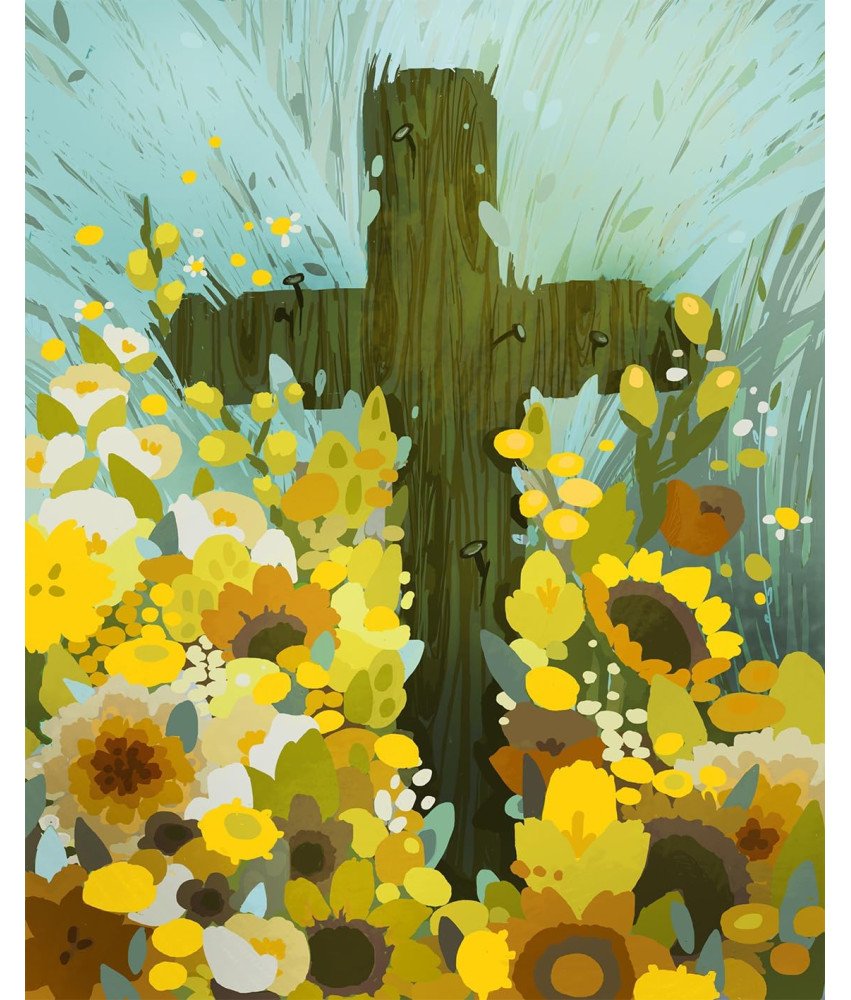 Slikanje po številkah Christian Flower Cross 40x50 cm