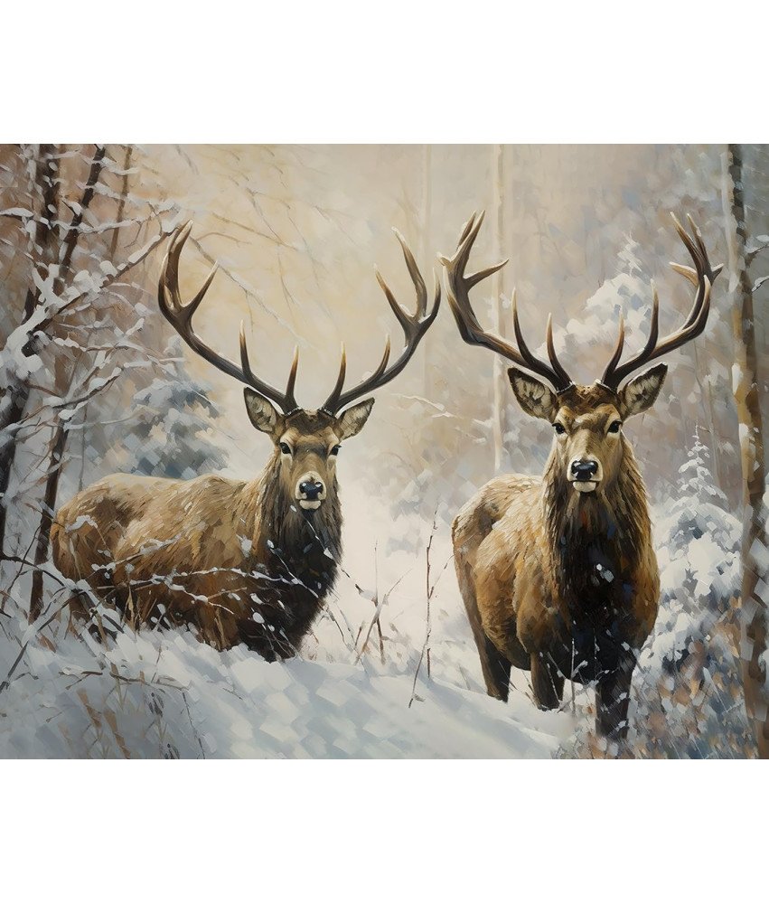 Set za barvanje po številkah z akrilnimi barvami 40x50 cm Severni jelen