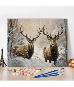 Set za barvanje po številkah z akrilnimi barvami 40x50 cm Severni jelen