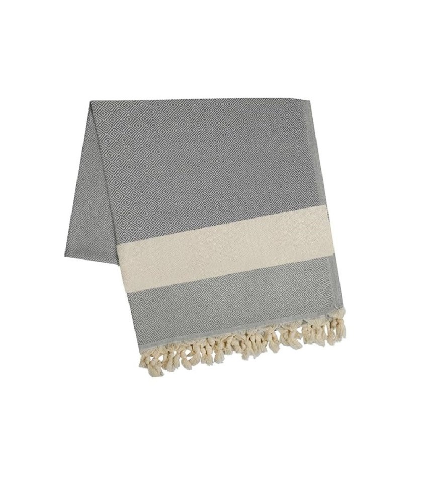 Brisača za kopanje na plaži Hammam 100 x 180 cm Bombažna vpojna brisača v sivi barvi