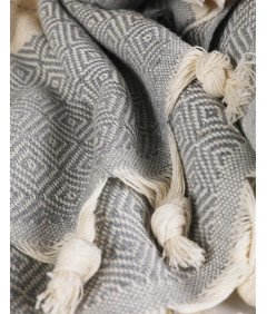 Brisača za kopanje na plaži Hammam 100 x 180 cm Bombažna vpojna brisača v sivi barvi