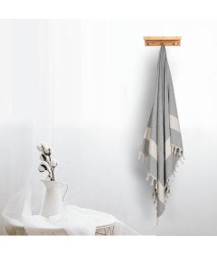 Brisača za kopanje na plaži Hammam 100 x 180 cm Bombažna vpojna brisača v sivi barvi