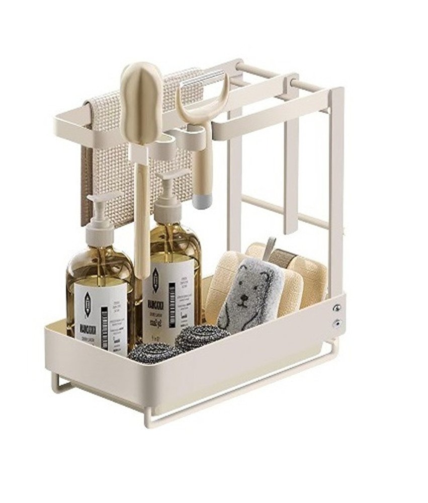 Wikimo Organizer do Zlewozmywaka Uchwyt na Gąbki z Tacą Ociekową Biały