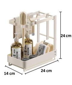 Wikimo Organizer do Zlewozmywaka Uchwyt na Gąbki z Tacą Ociekową Biały