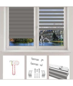 Eurohome Podwójna Roleta na Zaciski Bez Wiercenia 50 x 150 cm Szara