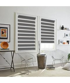 Eurohome Podwójna Roleta na Zaciski Bez Wiercenia 50 x 150 cm Szara