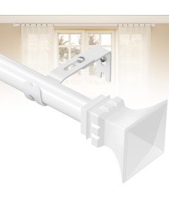 Harrms Regulowany Karnisz Metalowy 76-158 cm Stal Nierdzewna Biały