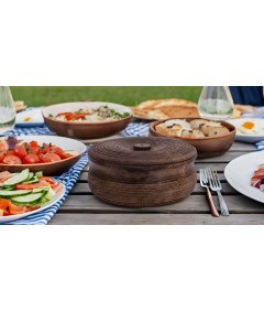 Ręcznie Wykonany Drewniany Podgrzewacz do Tortilli i Roti 22 x 8 cm