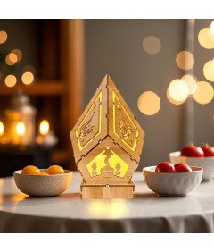Dekorativna LED lesena svetilka za ramadan in Eid Mubarak 22 x 14 cm