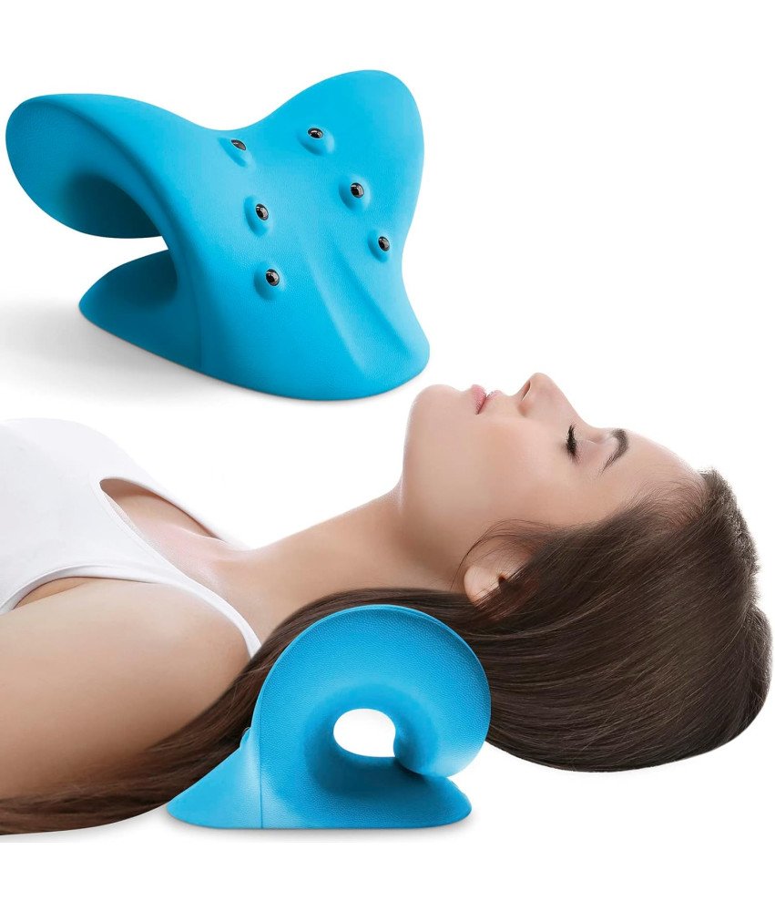 Poduszka Pod Kark Masaż Kręgosłupa do Rozciągania Szyi Karku Niebieska