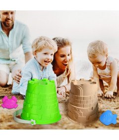 Vedro z grabljami, kalupi, pesek, igralni set 17 kosov