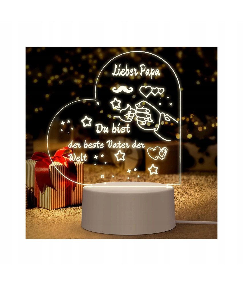 Lampka Nocna LED Serce 3D Prezent dla Taty Akrylowy na USB