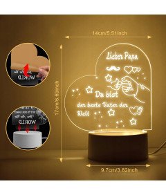Lampka Nocna LED Serce 3D Prezent dla Taty Akrylowy na USB