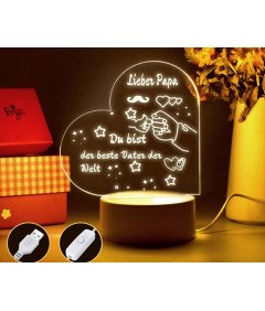 Lampka Nocna LED Serce 3D Prezent dla Taty Akrylowy na USB