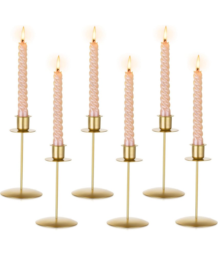 Sziqiqi Zestaw Świeczników 6 sztuk Eleganckie Złote 15 x 8 cm