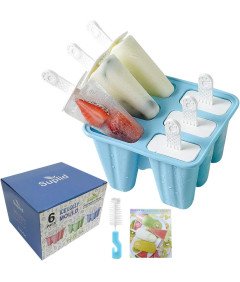 Silikonowa Foremka do Lodów 6 na Raz z Patyczkami Bez BPA Niebieska