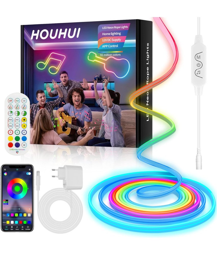 Neonowa Taśma LED RGB 5 m IP67 Pilot Zdalnego Sterowania i Aplikacja