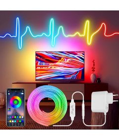 Neonowa Taśma LED RGB 5 m IP67 Pilot Zdalnego Sterowania i Aplikacja
