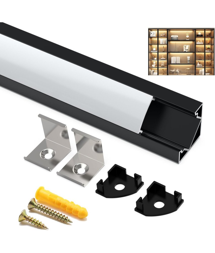 Aluminijasti LED profil s pokrovčki in belim pokrovom Kotni profil 6 m