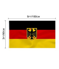Zastava Nemčije z emblemom orla 90 x 150 cm z ušesi za obešanje