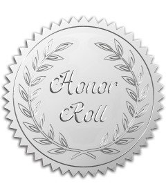 CRASPIRE 5 cm  Folia Naklejka Honor Roll, 100 szt. Srebrne