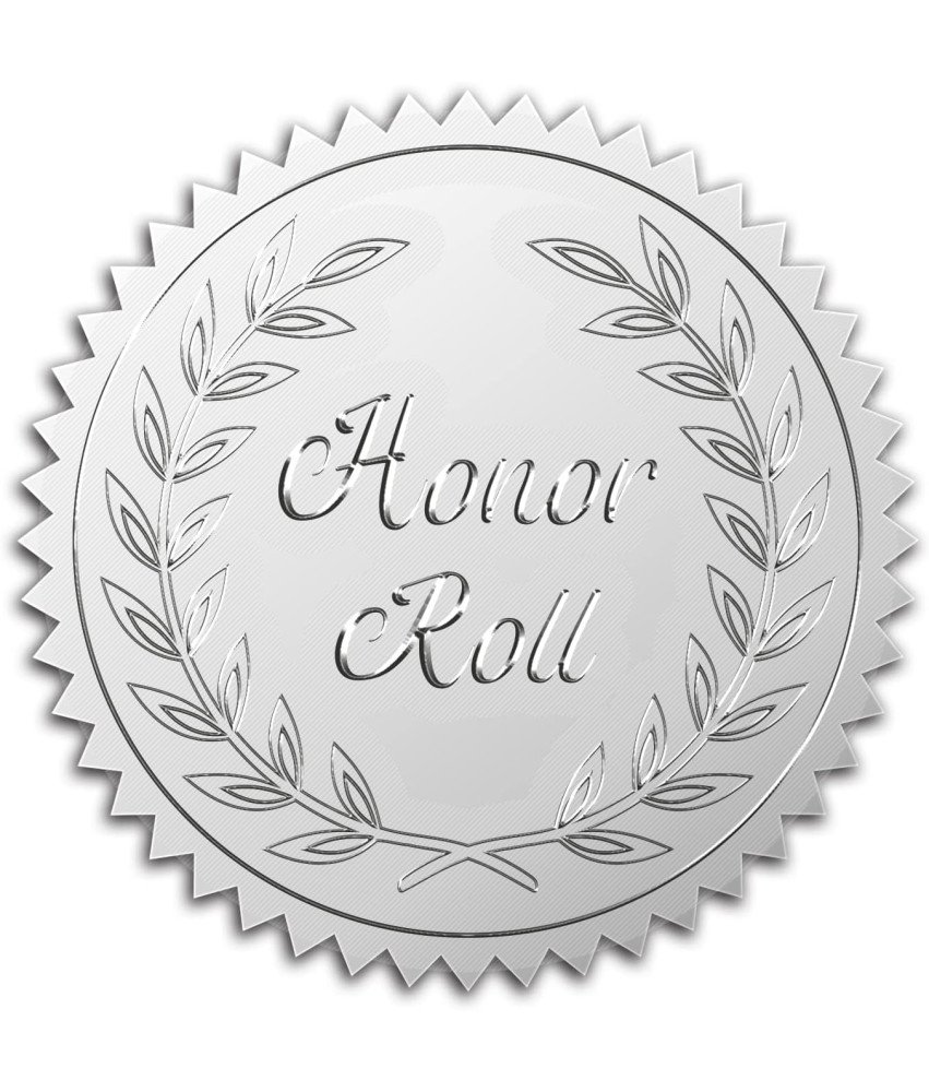CRASPIRE 5 cm  Folia Naklejka Honor Roll, 100 szt. Srebrne