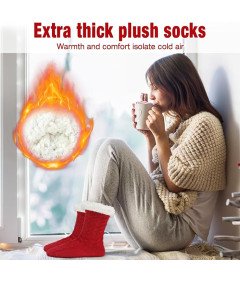 Skarpetki Damskie Ciepłe i Antypoślizgowe Czerwone z Futerkiem 35-40