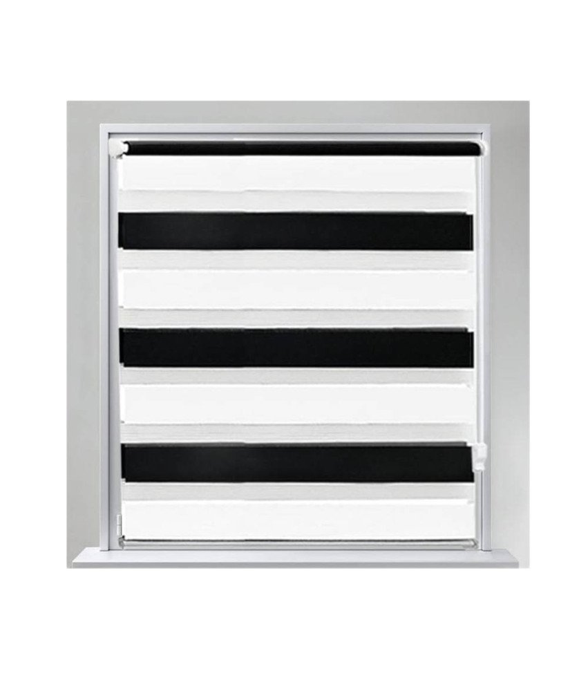 Eurohome Dvojni rolo 100x150 cm Črno-bela Brez vrtanja