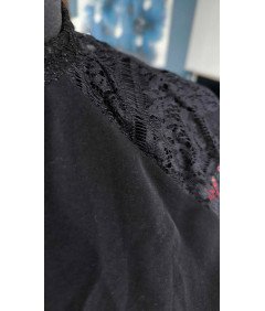 PIECES Kombinezon na Krótki Rękaw z Koronką Wygodny Elegancki Czarny S
