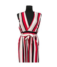 MNG BASICS Kombinezon Bez Rękawów Elegancki Lekki Czerwony w Paski M