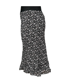 ESPRIT Spódnica Midi Wygodna Elegancka Czarna w Białe Kwiatki S