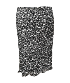 ESPRIT Spódnica Midi Wygodna Elegancka Czarna w Białe Kwiatki S