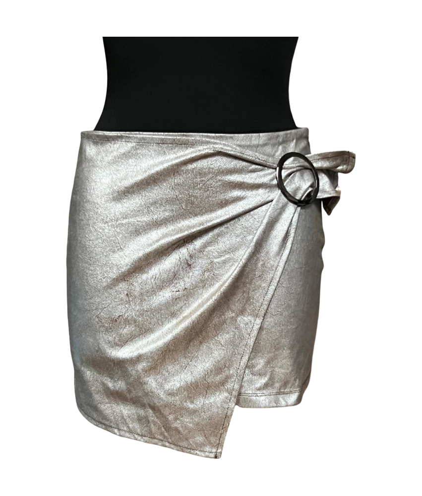 ZARA TRAFALUC Spódnica Mini Wyjściowa Wygodna Krótka Srebrna Rozmiar S