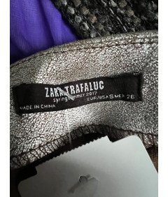 ZARA TRAFALUC Spódnica Mini Wyjściowa Wygodna Krótka Srebrna Rozmiar S