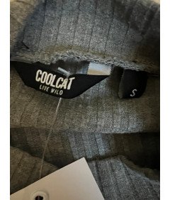 COOLCAT Obleka do kolen Elegantna obleka s kratkimi rokavi Udobna siva velikost S