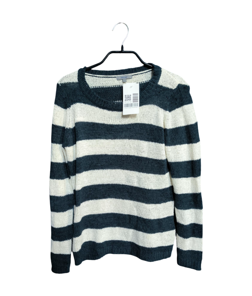 Montego ženske dolgi rokav T-Shirt udobno bela mornarica črtasto velikost L