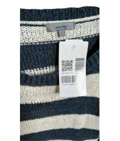 Montego ženske dolgi rokav T-Shirt udobno bela mornarica črtasto velikost L