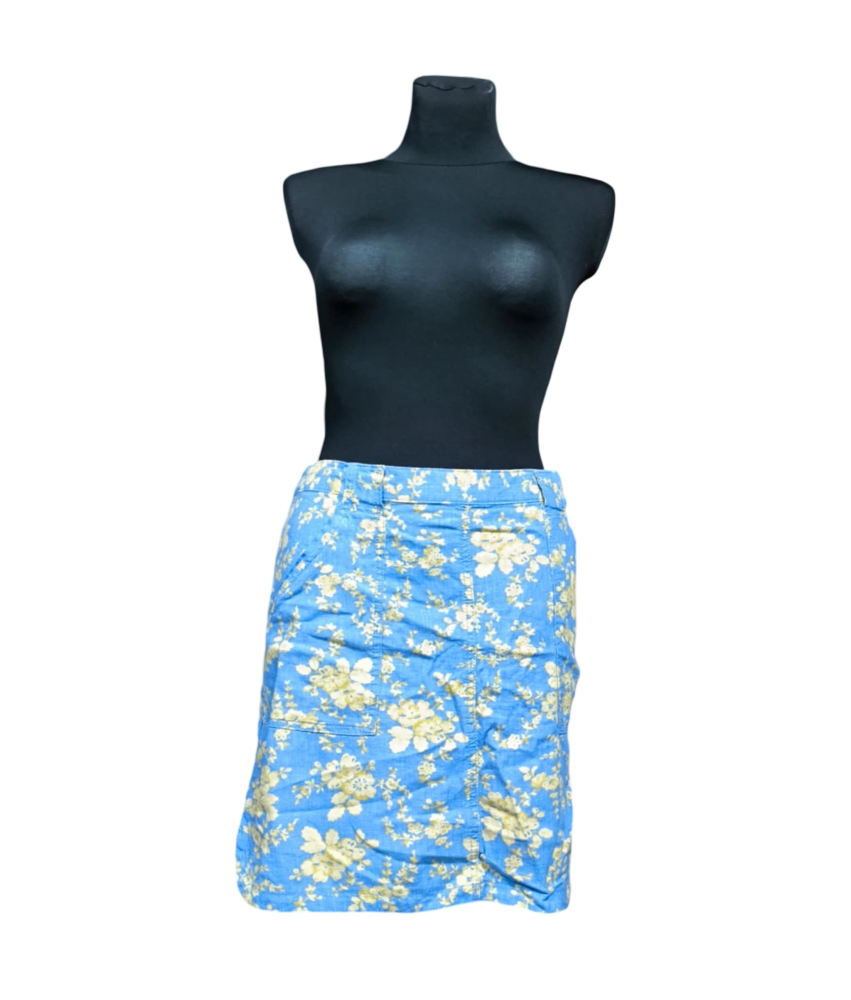 Naslednja Midi krilo udobno elegantno modra z belimi cvetovi velikost 44