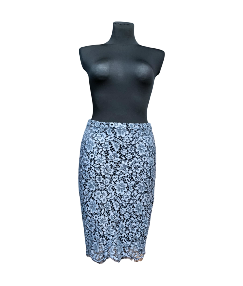 Namočena Midi krilo udobno elegantno bela cvetlična velikost XS