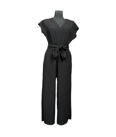 OVS Jumpsuit s kratkimi rokavi Udobno Elegantno s pasom Črna Velikost 42