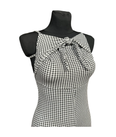 Stradivarius Kombinezon na Krótki Rękaw Wygodny Czarno Biały w Kratkę Rozmiar XS