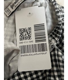 Stradivarius Kombinezon na Krótki Rękaw Wygodny Czarno Biały w Kratkę Rozmiar XS