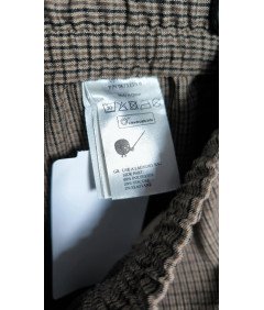 MONKI Spodnie Męskie Wygodne Stylowe Eleganckie w Kratkę Brązowe XS