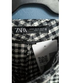 Zara ženske hlače udobno elegantno črno-belo karirasto velikost XS