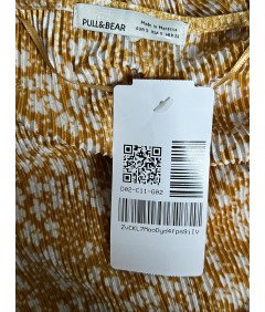 Pull&Bear Kombinezon na Krótki Rękaw Wygodny Żółty w Białe Kwiatki Rozmiar S